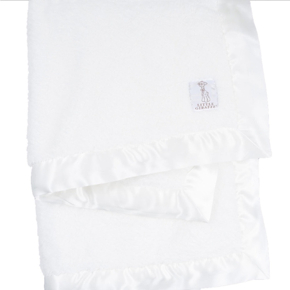 NWOT Little Giraffe Chenille Baby Blanket white